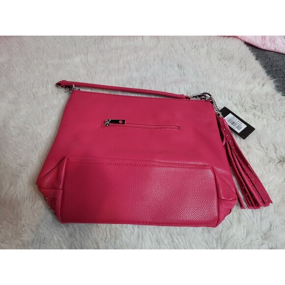 Fuchsia Boho Flower Sunburst Rhinestone Hobo Handbag & Matching Wallet Set - Picture 9 of 11